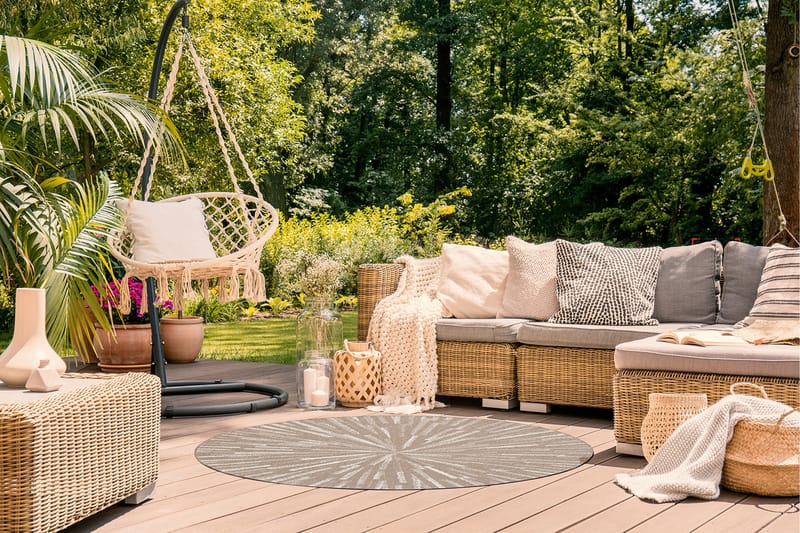 Havanna Shadow Utomhusmatta 200 cm Rund - Linnebeige - Textil & mattor - Mattor - Utomhusmattor