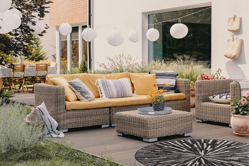 Havanna Shadow Utomhusmatta 200 cm Rund - Svart - Textil & mattor - Mattor - Utomhusmattor