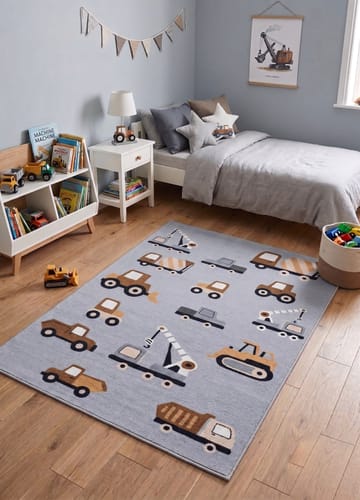 Maskinvävd Matta Play Wheels 140x200 cm - grå - Textil & mattor - Mattor - Utomhusmattor - Plastmattor