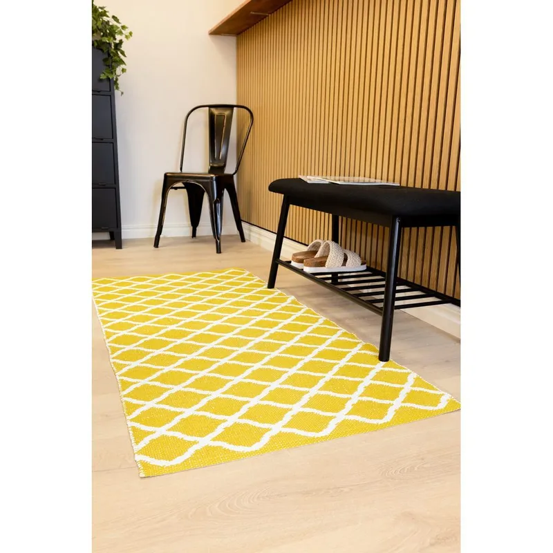 Plastmatta Hilma Wave - 70x250 cm, Gul - Textil & mattor - Mattor - Utomhusmattor - Plastmattor