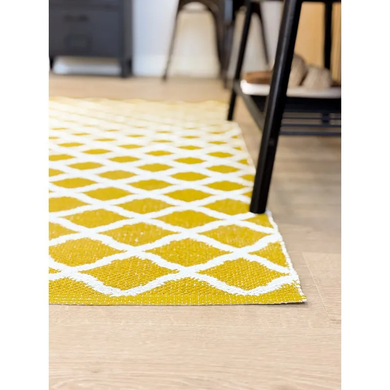 Plastmatta Hilma Wave - 70x250 cm, Gul - Textil & mattor - Mattor - Utomhusmattor - Plastmattor