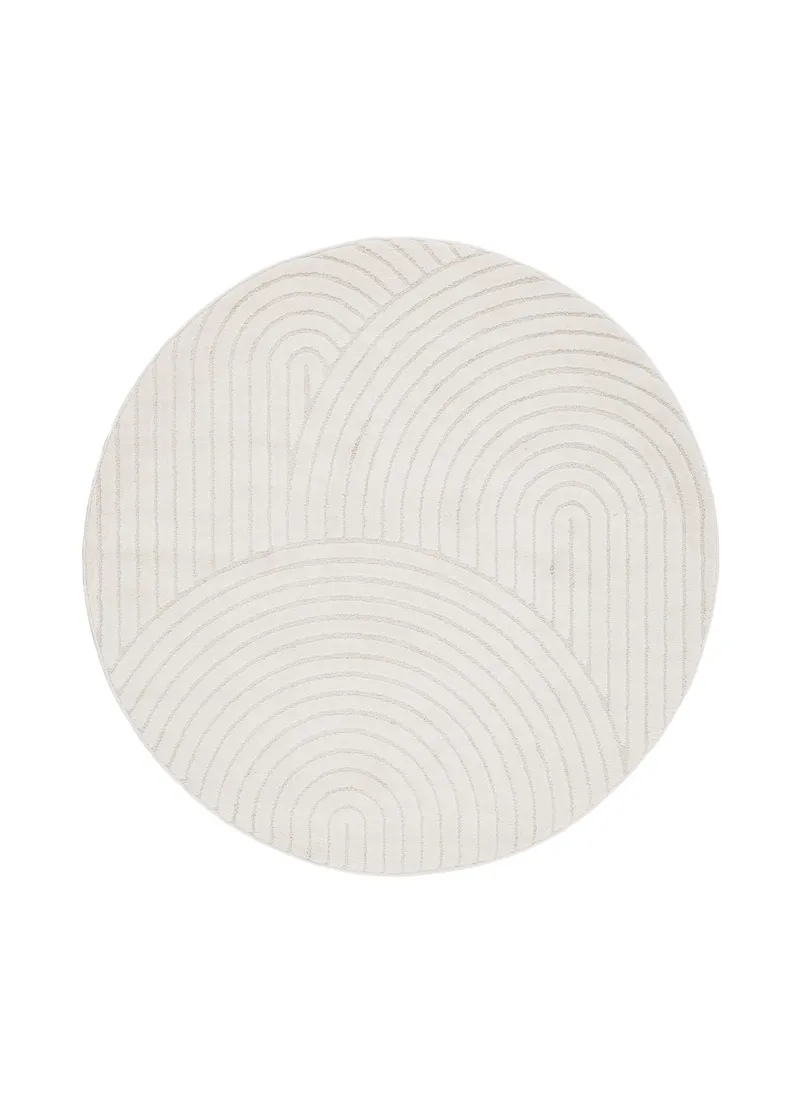 Maskinvävd Matta Genova Zen Rund 120 cm, vit