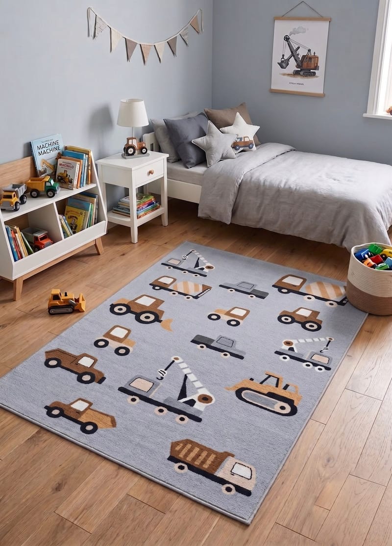 Maskinvävd Matta Play Wheels 120x160 cm - grå - Textil & mattor - Mattor - Utomhusmattor - Plastmattor