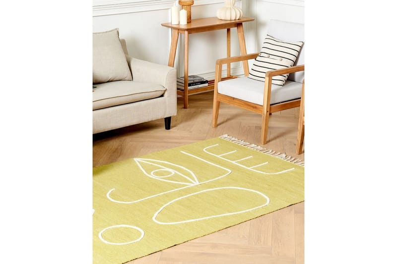 Plattvävd Yavu - Gul, 140x200 cm - Textil & mattor - Mattor - Utomhusmattor - Balkongmatta & altanmatta