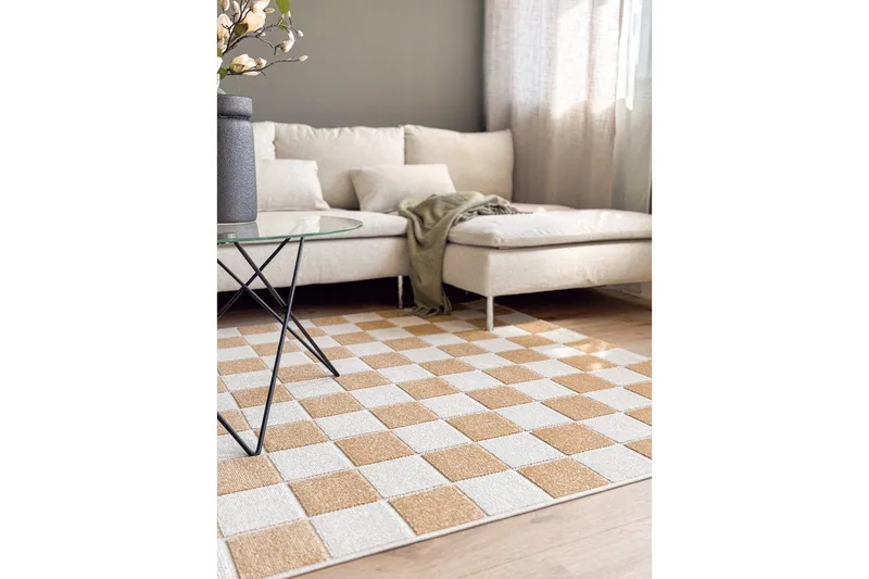Wiltonmatta Hawaii Chess 240x240 cm, Gul - 240x240 cm, Gul - Textil & mattor - Mattor - Utomhusmattor