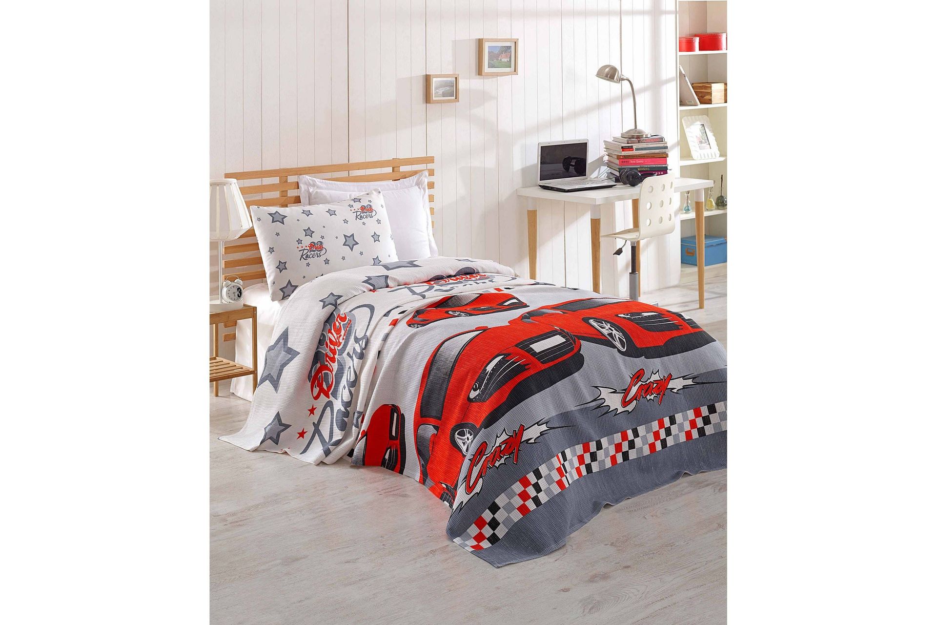 Eponj Home Överkast Enkelt 160x235 cm Vit/Grå/Röd - Textil & mattor ...