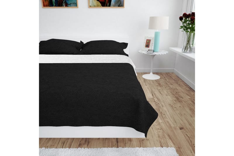 Överkast dubbelsidigt 170x210 cm svart och vit - Svart/Vit - Textil & mattor - Sängkläder - Överkast
