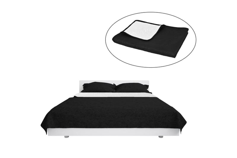 Överkast dubbelsidigt 230x260 cm svart och vit - Svart/Vit - Textil & mattor - Sängkläder - Överkast