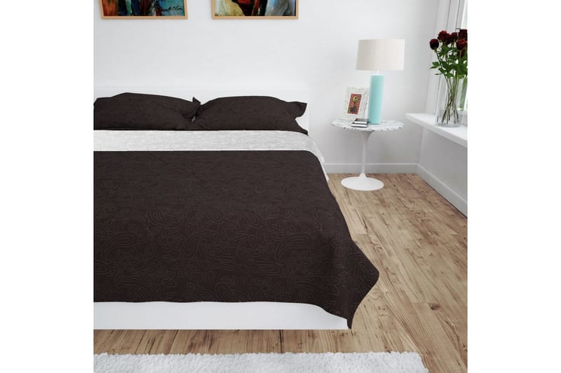 Överkast dubbelsidigt 230x260 cm gräddvit och brun - Gräddvit/Brun - Textil & mattor - Sängkläder - Överkast