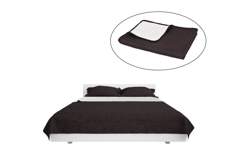 Överkast dubbelsidigt 230x260 cm gräddvit och brun - Gräddvit/Brun - Textil & mattor - Sängkläder - Överkast