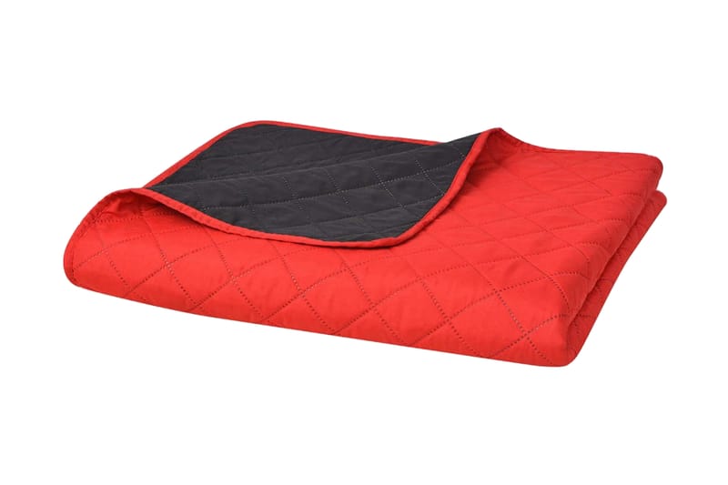 Dubbelsidigt vadderat överkast röd och svart 230x260 cm - Röd/Svart - Textil & mattor - Sängkläder - Överkast