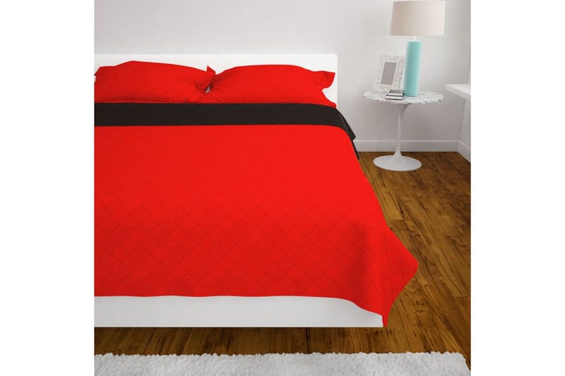 Dubbelsidigt vadderat överkast röd och svart 230x260 cm - Röd/Svart - Textil & mattor - Sängkläder - Överkast
