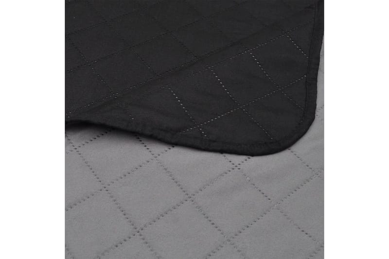 Dubbelsidigt vadderat överkast svart/grå 230x260 cm - Svart/Grå - Textil & mattor - Sängkläder - Överkast