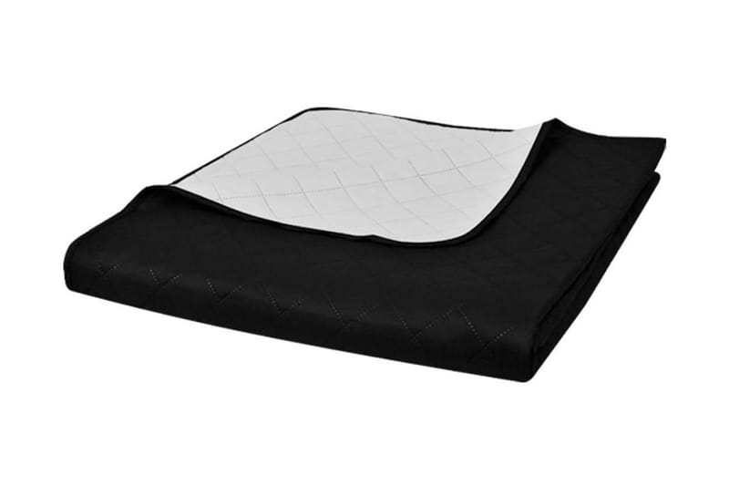 Dubbelsidigt vadderat överkast svart/vit 220x240 cm - Svart/Vit - Textil & mattor - Sängkläder - Överkast