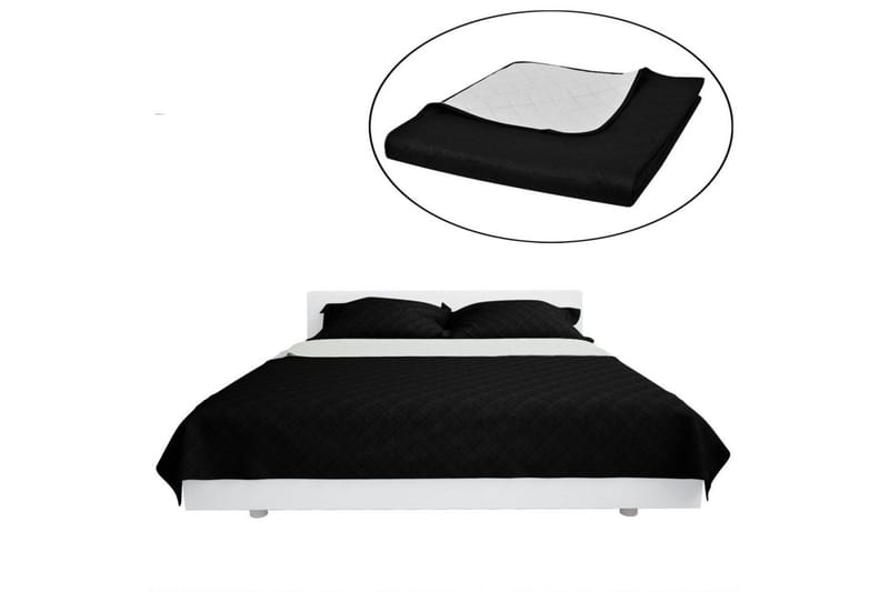 Dubbelsidigt vadderat överkast svart/vit 220x240 cm - Svart/Vit - Textil & mattor - Sängkläder - Överkast