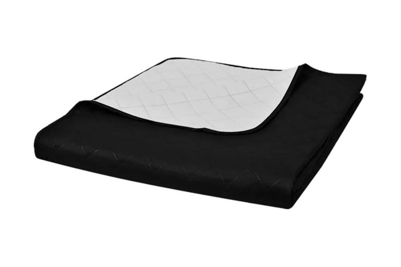 Dubbelsidigt vadderat överkast svart/vit 230x260 cm - Svart/Vit - Textil & mattor - Sängkläder - Överkast