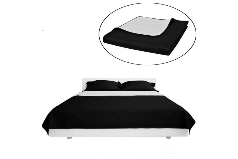 Dubbelsidigt vadderat överkast svart/vit 230x260 cm - Svart/Vit - Textil & mattor - Sängkläder - Överkast