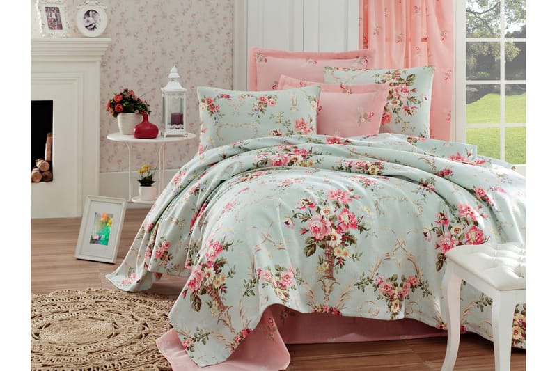EnLora Home Överkast Dubbelt 200x235+Lakan+2 Kuddfodral - Mint - Textil & mattor - Sängkläder - Överkast