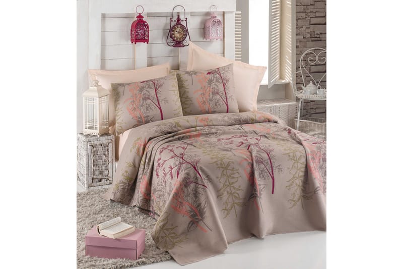 Eponj Home Överkast Dubbelt 200x235+Lakan+2 Kuddfodral - Beige/Röd/Rosa/Grön - Textil & mattor - Sängkläder - Överkast - Överkast enkelsäng