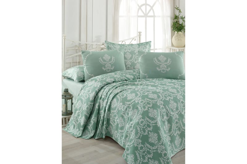 Eponj Home Överkast Dubbelt 200x235+Lakan+2 Kuddfodral - Grön/Vit - Textil & mattor - Sängkläder - Överkast