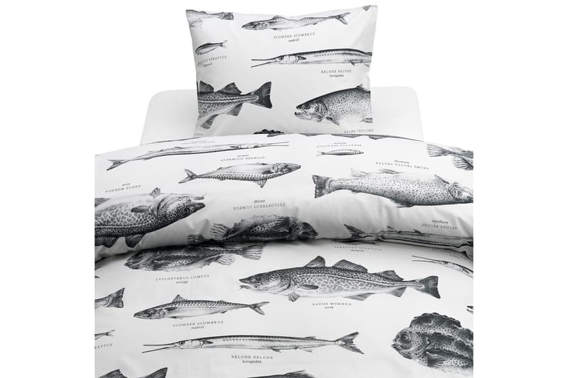 2-Dels Set Havsfiskar Svart/Vit - Textil & mattor - Sängkläder - Bäddset & påslakanset