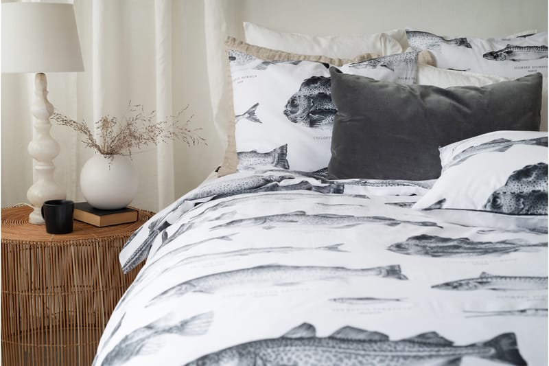 2-Dels Set Havsfiskar Svart/Vit - Textil & mattor - Sängkläder - Bäddset & påslakanset