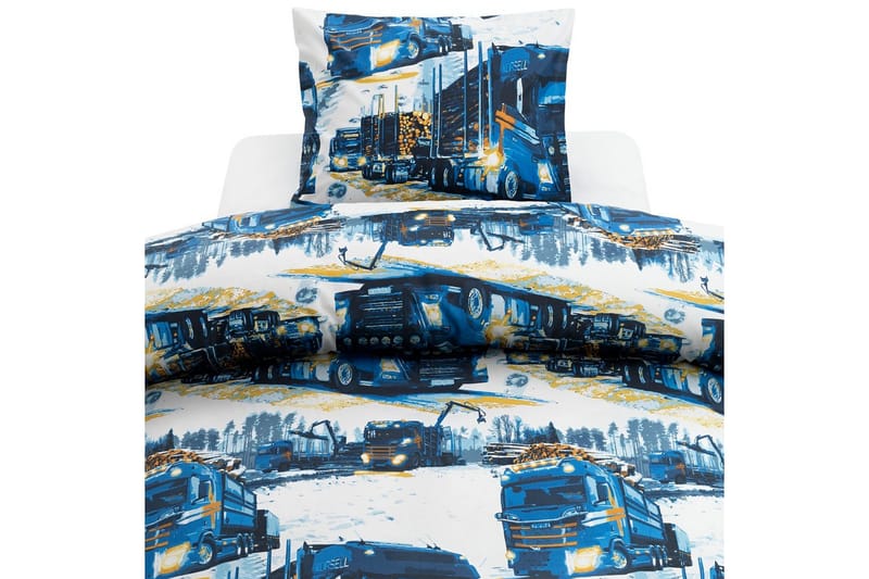 Påslakanset Enkelsäng 2-Dels Lastbilar Marinblå, undefined