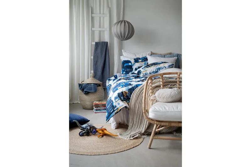 Påslakanset Enkelsäng 2-Dels Lastbilar Marinblå - Textil & mattor - Sängkläder - Bäddset & påslakanset - Påslakanset enkelsäng