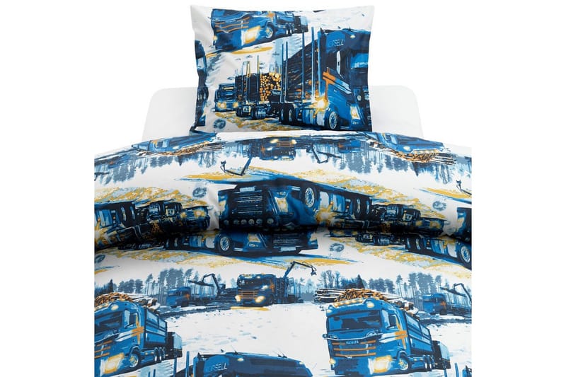 Påslakanset Enkelsäng 2-Dels Lastbilar Marinblå - Textil & mattor - Sängkläder - Bäddset & påslakanset - Påslakanset enkelsäng