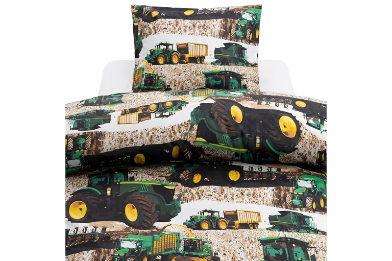 Påslakanset Enkelsäng 2-Dels Skördetröska Grön, undefined