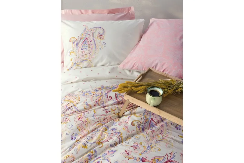 Bäddset Ranforce Dubbel Täckeöverdrag Set Jorix Veyaa Rosa - Textil & mattor - Sängkläder - Bäddset & påslakanset