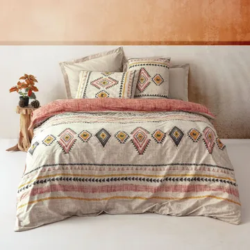 Botswana Bäddset 140x200 cm - Tegelröd Gul Vit Svart - Textil & mattor - Sängkläder - Bäddset & påslakanset