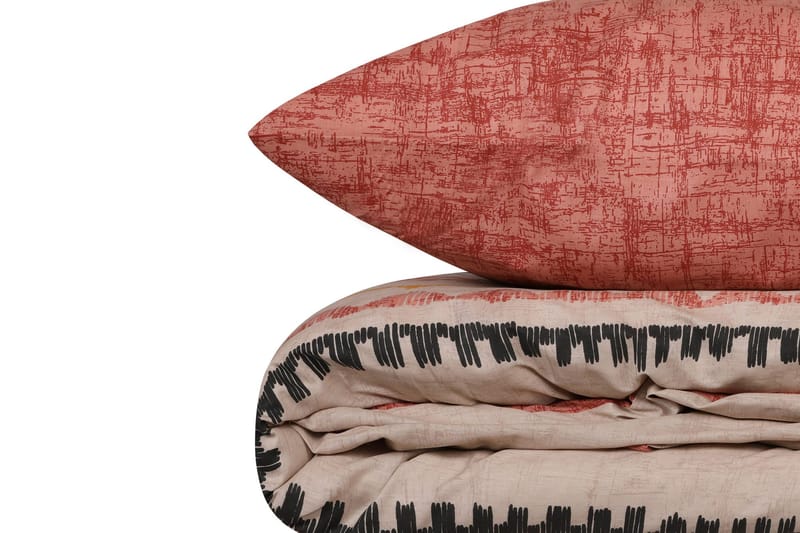 Botswana Bäddset 240x220 cm - Tegelröd Gul Vit Svart - Textil & mattor - Sängkläder - Bäddset & påslakanset