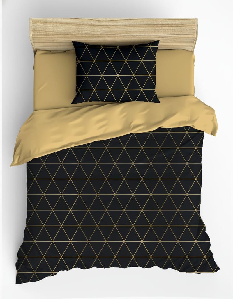 Branlor Bäddset 140x200 cm - Veta Guld Svart - Textil & mattor - Sängkläder - Bäddset & påslakanset