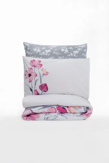 Carla Bäddset 140x200 cm - Grå Vit Rosa - Textil & mattor - Sängkläder - Bäddset & påslakanset