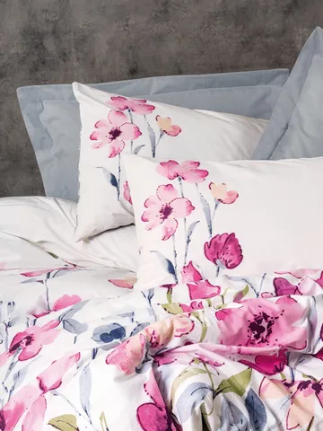 Carla Bäddset 140x200 cm - Grå Vit Rosa - Textil & mattor - Sängkläder - Bäddset & påslakanset