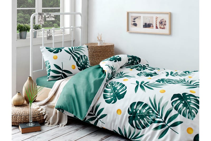EnLora Home Bäddset Enkelt 3-dels - Grön/Vit/Gul - Textil & mattor - Sängkläder - Bäddset & påslakanset