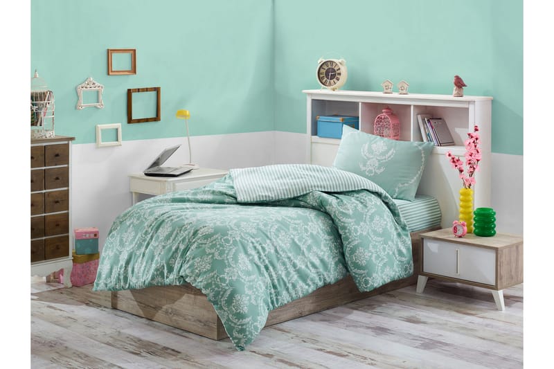 Eponj Home Bäddset Enkelt 3-dels - Grön/Vit - Textil & mattor - Sängkläder - Bäddset & påslakanset