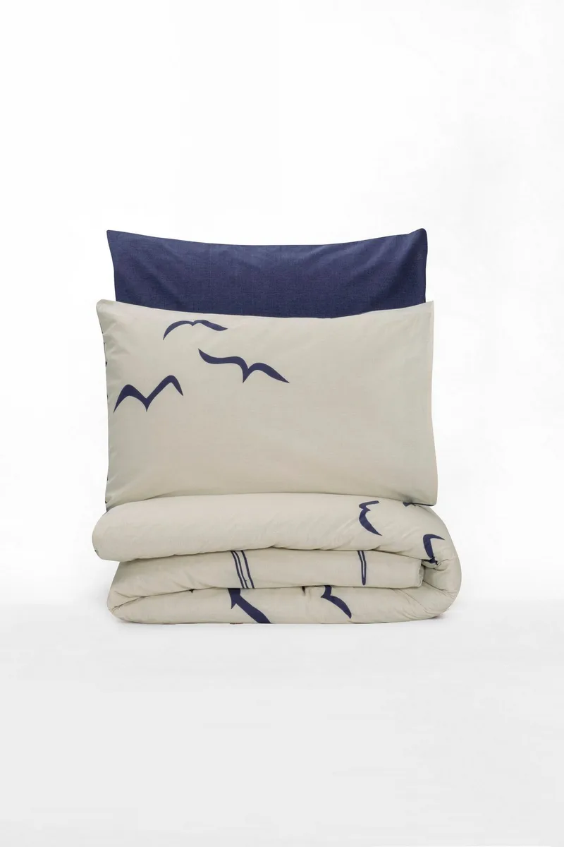 Kessan Bäddset 140x200 cm, Mörkblå Vit