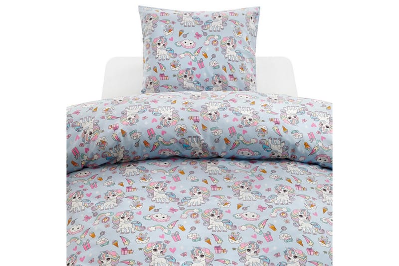 Påslakan 2-Dels Set Enhörning Blå - Blå - Textil & mattor - Sängkläder - Täcke