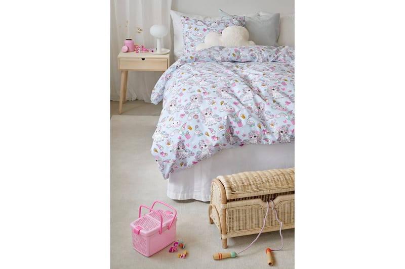 Påslakan 2-Dels Set Enhörning Blå - Blå - Textil & mattor - Sängkläder - Täcke
