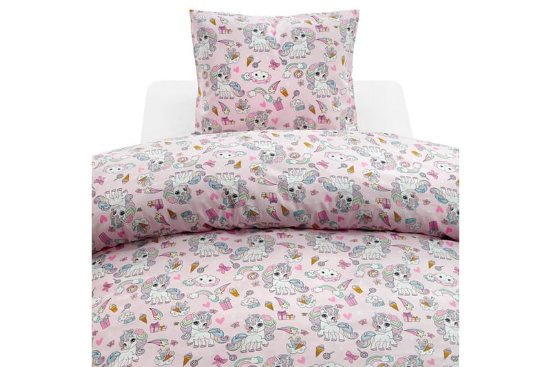 Påslakan 2-Dels Set Enhörning Rosa - Rosa - Textil & mattor - Sängkläder - Täcke