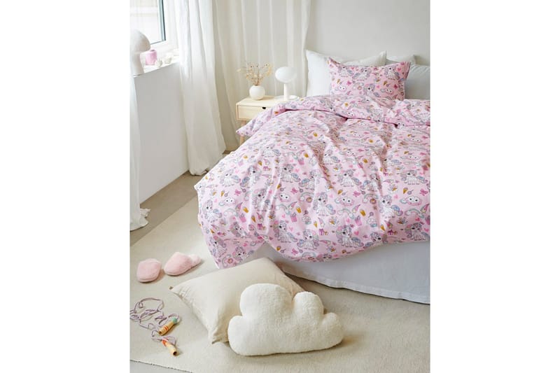Påslakan 2-Dels Set Enhörning Rosa - Rosa - Textil & mattor - Sängkläder - Täcke