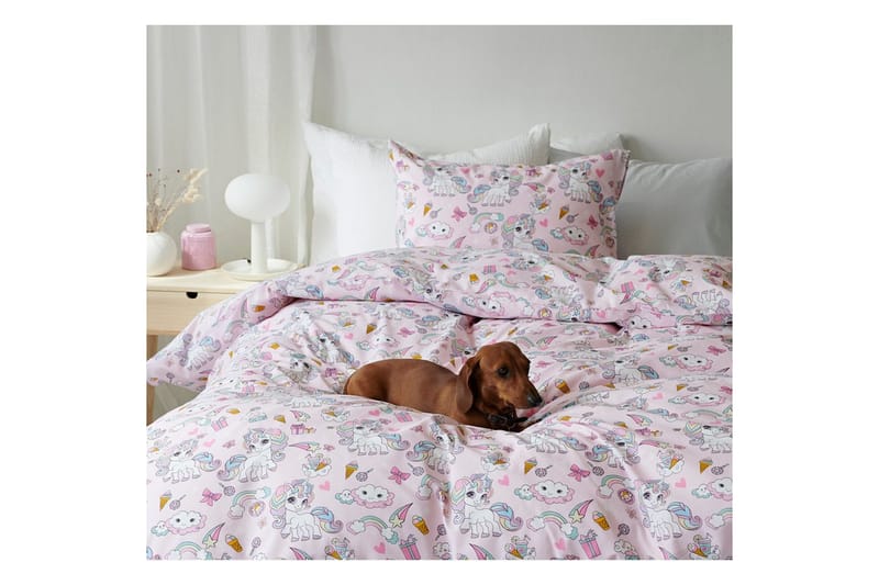 Påslakan 2-Dels Set Enhörning Rosa - Rosa - Textil & mattor - Sängkläder - Täcke