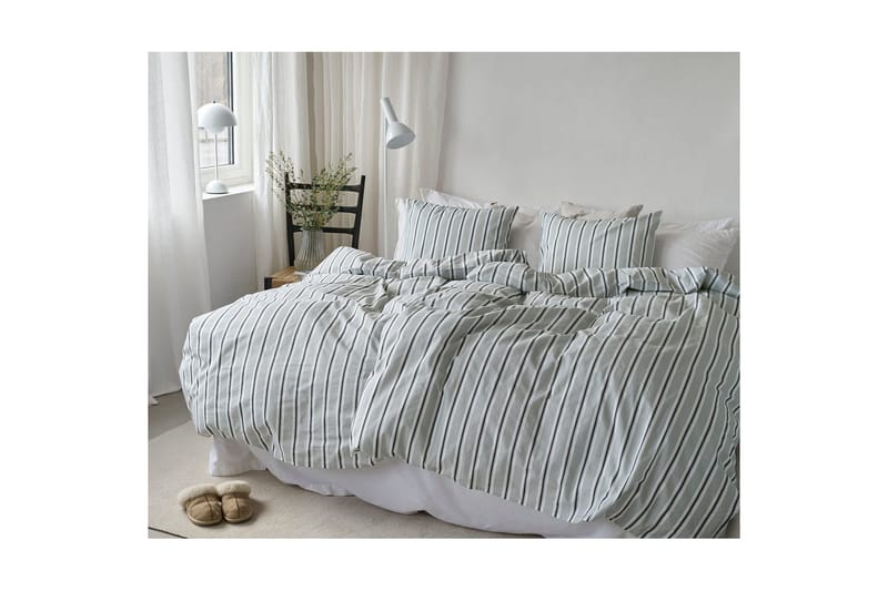 Påslakan 2-Dels Set Sunnan Rand Grön - Grön - Textil & mattor - Sängkläder - Bäddset & påslakanset