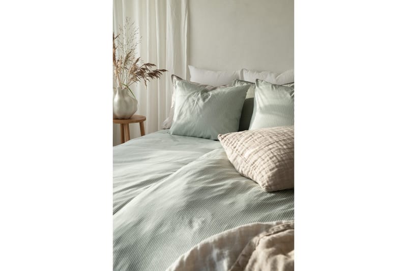 Påslakan 3-Dels Set Thelma Stripe Dubbel Grön - Textil & mattor - Sängkläder - Bäddset & påslakanset