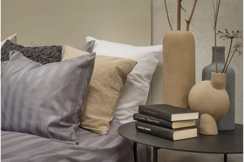 Påslakanset Dubbelsäng 3-Dels Satin - Ljusgrå - Textil & mattor - Sängkläder - Bäddset & påslakanset