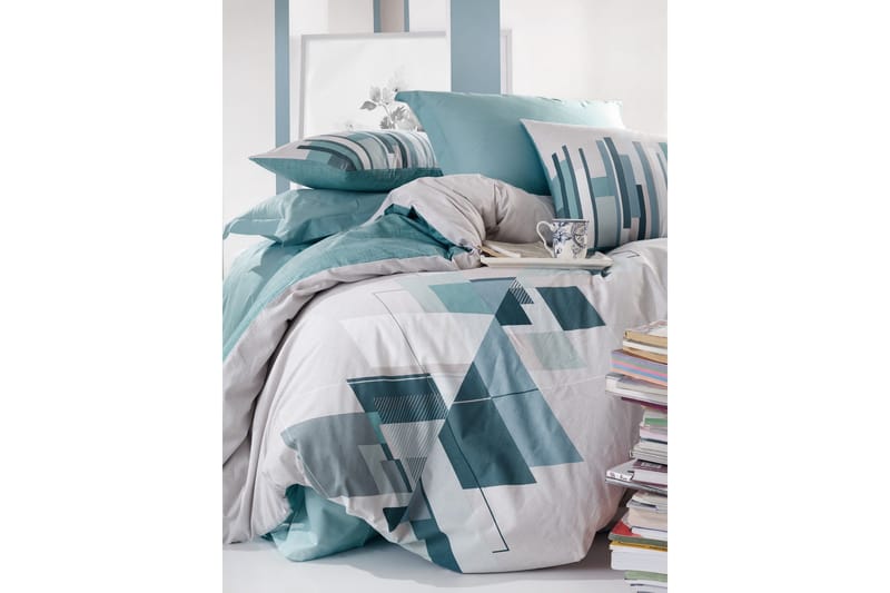 Cotton Box Bäddset Dubbelt 4-dels Ranforce - Petrol/Vit - Textil & mattor - Sängkläder - Bäddset & påslakanset - Påslakanset dubbelsäng
