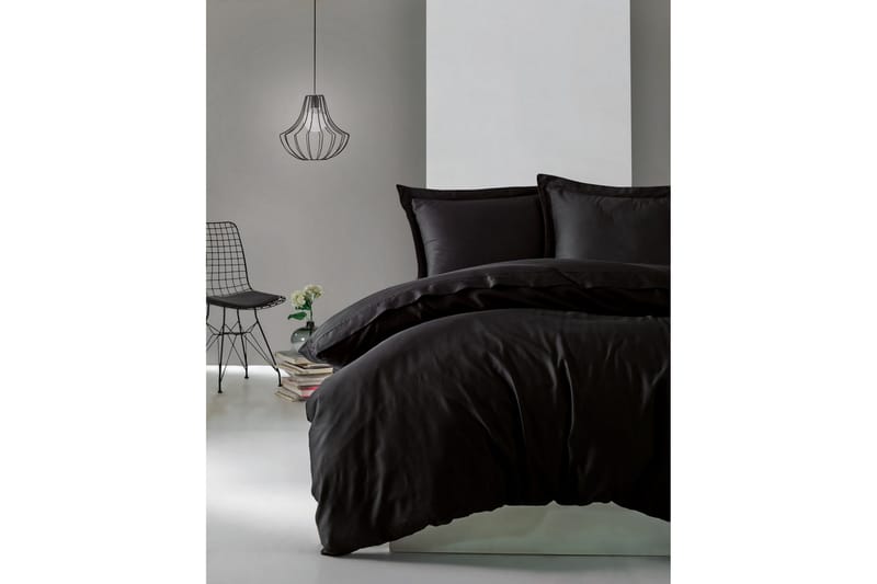 Cotton Box Bäddset Dubbelt 4-dels Premium Satin, Svart