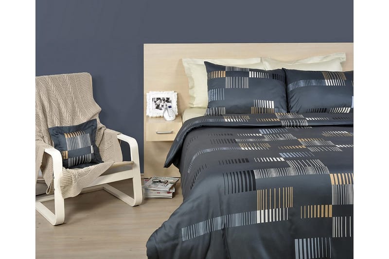 Eponj Home Bäddset Dubbelt 4-dels - Antracit/Gul/Vit - Textil & mattor - Sängkläder - Bäddset & påslakanset - Påslakanset dubbelsäng
